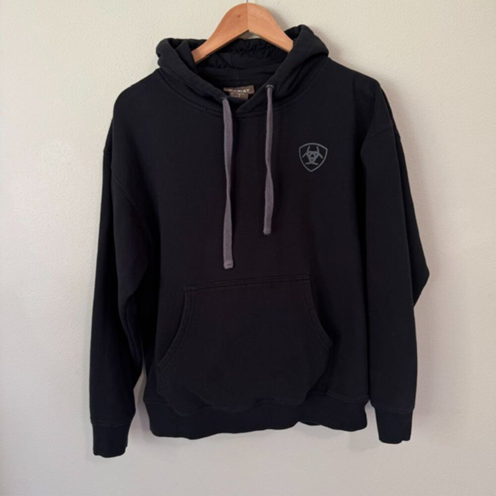 Ariat Mens M Logo Sweatshirt Hoodie Black Graphic Workwear